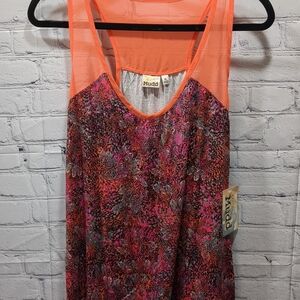 Mudd Pink and Orange Patterned Tank Top